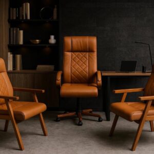 كرسي مدير فاخر جلد ظهر عالي